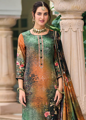 3 Pc Multicolor Unstitched Pure Silk Suit Set