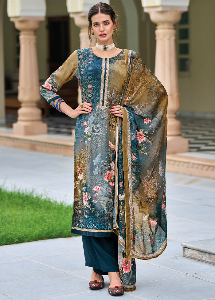 3 Pc Multicolor Unstitched Suit Set With Dupatta VDSL812226 - Indian Silk House Agencies