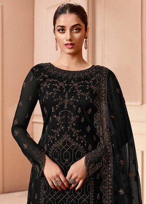 3 Pc Black Unstitched Net Floral Work Suit Set VDSL1312225 - Indian Silk House Agencies