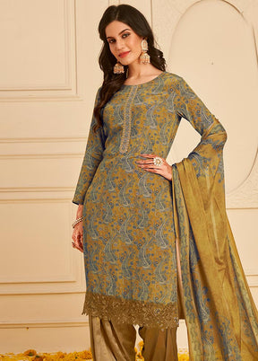 3 Pc Unstitched Multicolor Crepe Suit Set With Dupatta VDSL0702231 - Indian Silk House Agencies