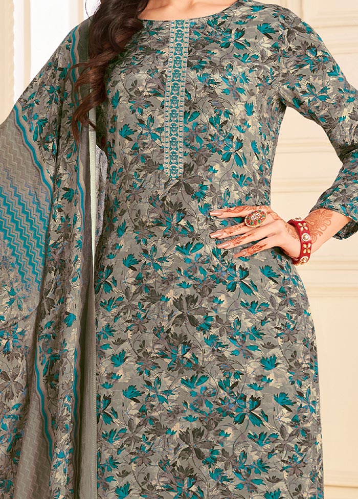3 Pc Unstitched Multicolor Crepe Suit Set With Dupatta VDSL0702236 - Indian Silk House Agencies