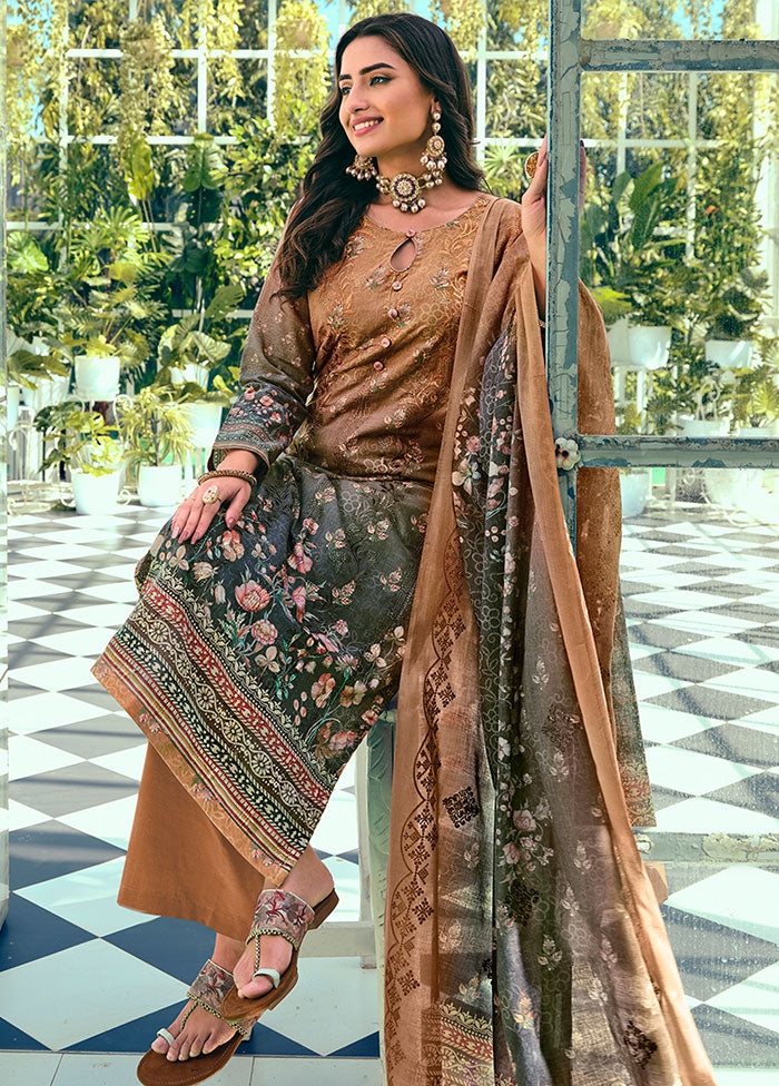 3 Pc Multicolor Unstitched Suit Set With Dupatta VDSL1002243 - Indian Silk House Agencies