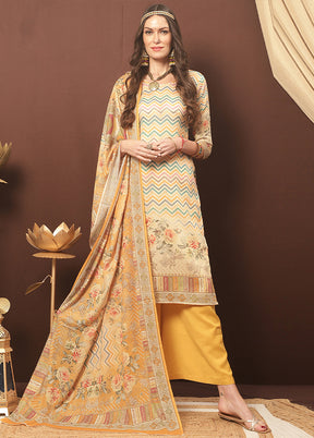 3 Pc Multicolor Unstitched Cotton Suit Set - Indian Silk House Agencies