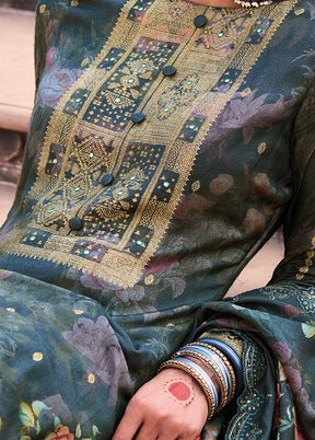 3 Pc Green Unstitched Suit Set With Dupatta VDSL0103235 - Indian Silk House Agencies