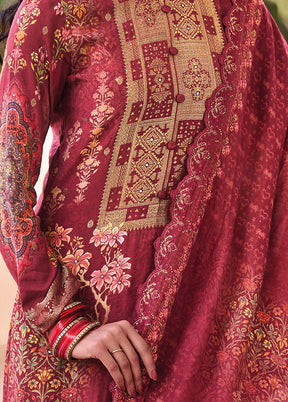 3 Pc Maroon Unstitched Suit Set With Dupatta VDSL0103236 - Indian Silk House Agencies
