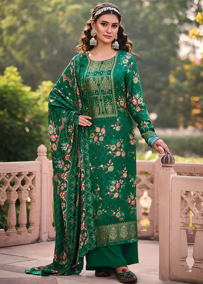 3 Pc Green Unstitched Suit Set With Dupatta VDSL0103237 - Indian Silk House Agencies