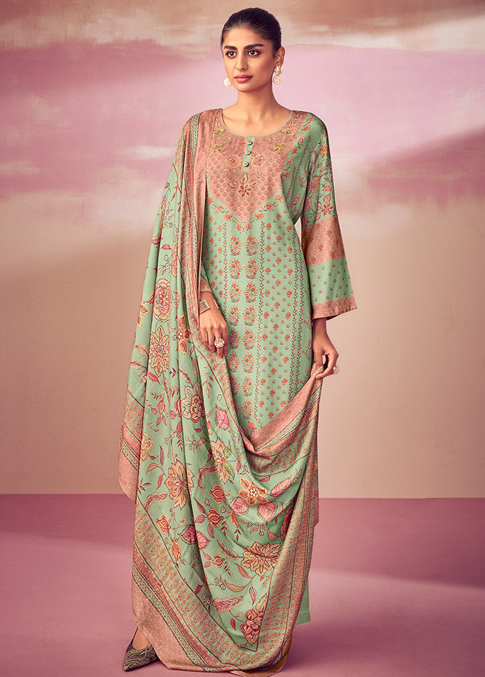 3 Pc Green Unstitched Cotton Suit Set VDSL0903234 - Indian Silk House Agencies