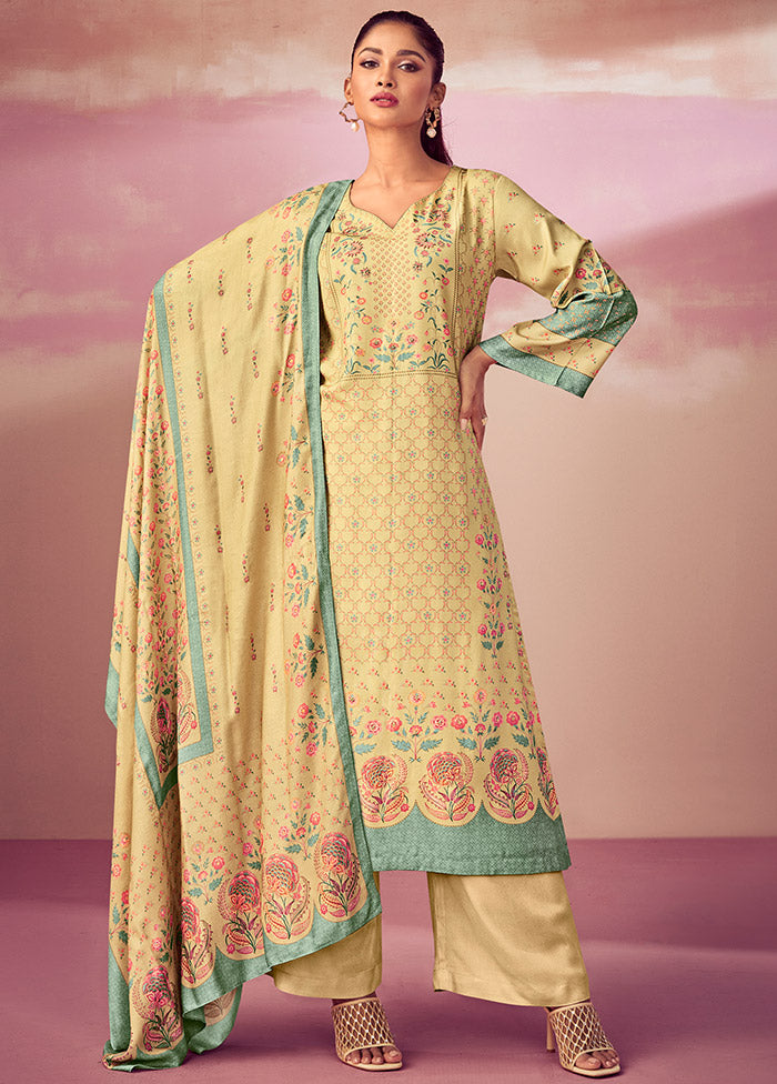 3 Pc Yellow Unstitched Cotton Suit Set VDSL0903236 - Indian Silk House Agencies