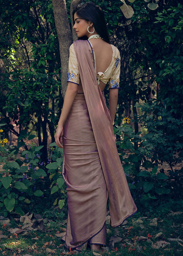 Brown Dupion Silk Saree With Blouse Piece