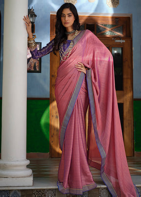 Pink Spun Silk Zari Woven Saree With Blouse Piece - Indian Silk House Agencies