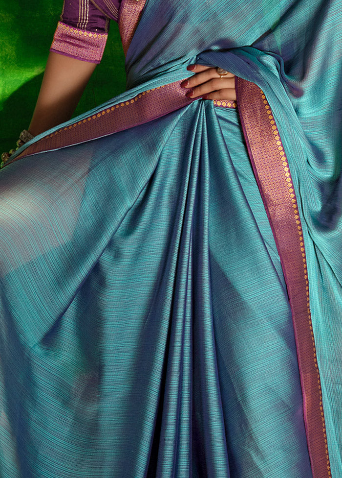 Teal Spun Silk Zari Woven Saree With Blouse Piece - Indian Silk House Agencies