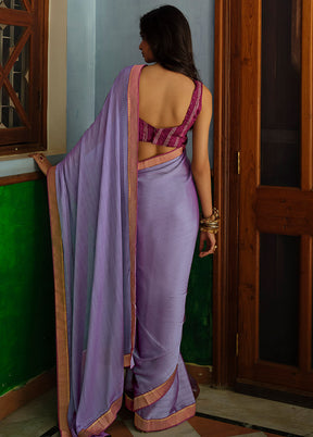 Violet Dupion Silk Saree With Blouse Piece