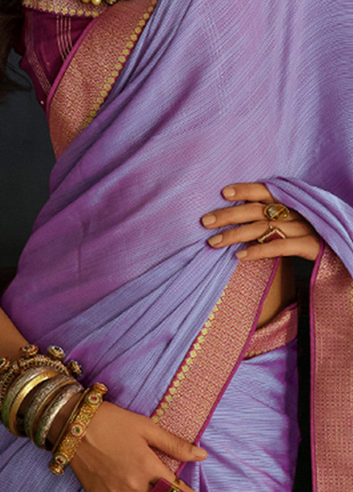 Violet Dupion Silk Saree With Blouse Piece