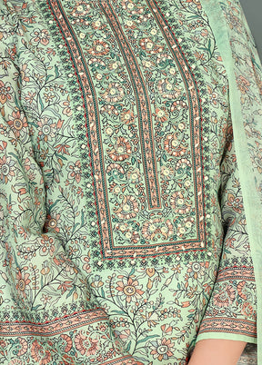 3 Pc Green Unstitched Cotton Suit Set VDSL25052026 - Indian Silk House Agencies