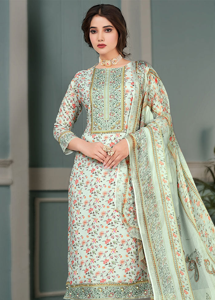 3 Pc Sky Blue Unstitched Cotton Suit Set VDSL25052028 - Indian Silk House Agencies