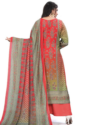 3 Pc Multicolor Unstitched Silk Suit Set