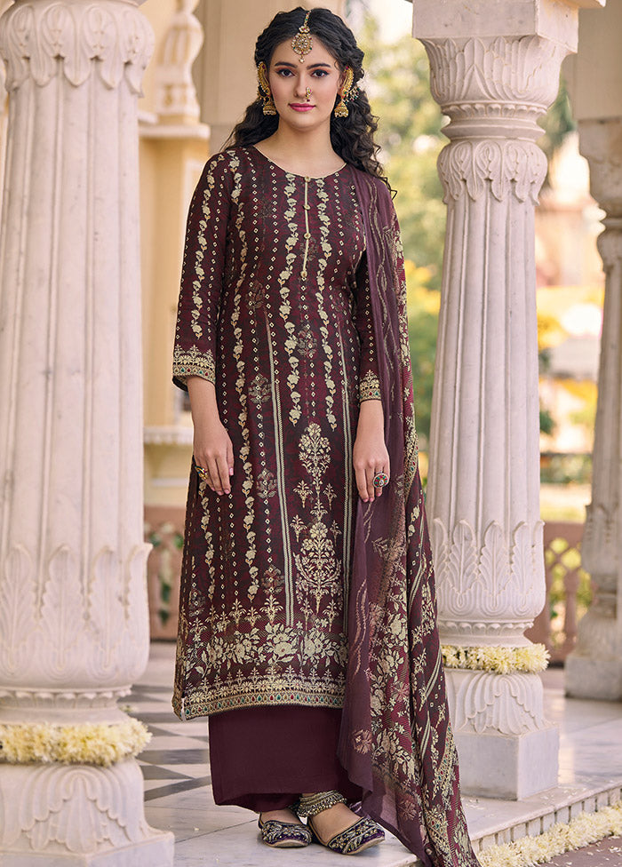 3 Pc Multicolor Unstitched Silk Suit Set