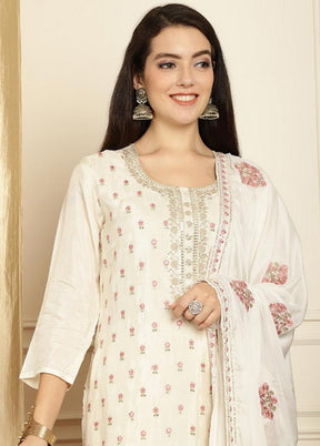 3 Pc Off White Unstitched Pure Silk Suit Set