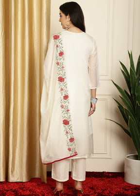 3 Pc White Unstitched Pure Santoon Suit Set