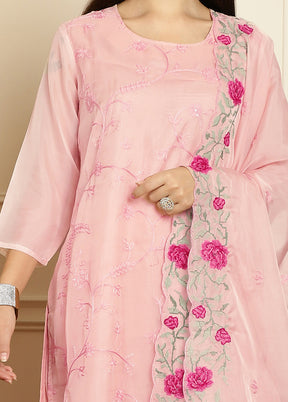 3 Pc Peach Unstitched Pure Santoon Suit Set