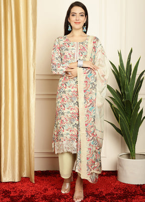 3 Pc Multicolor Unstitched Silk Suit Set