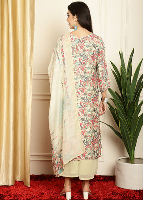 3 Pc Multicolor Unstitched Silk Suit Set