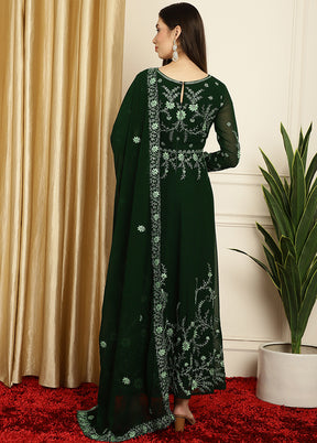 Green Semi Stitched Georgette Indian Dress