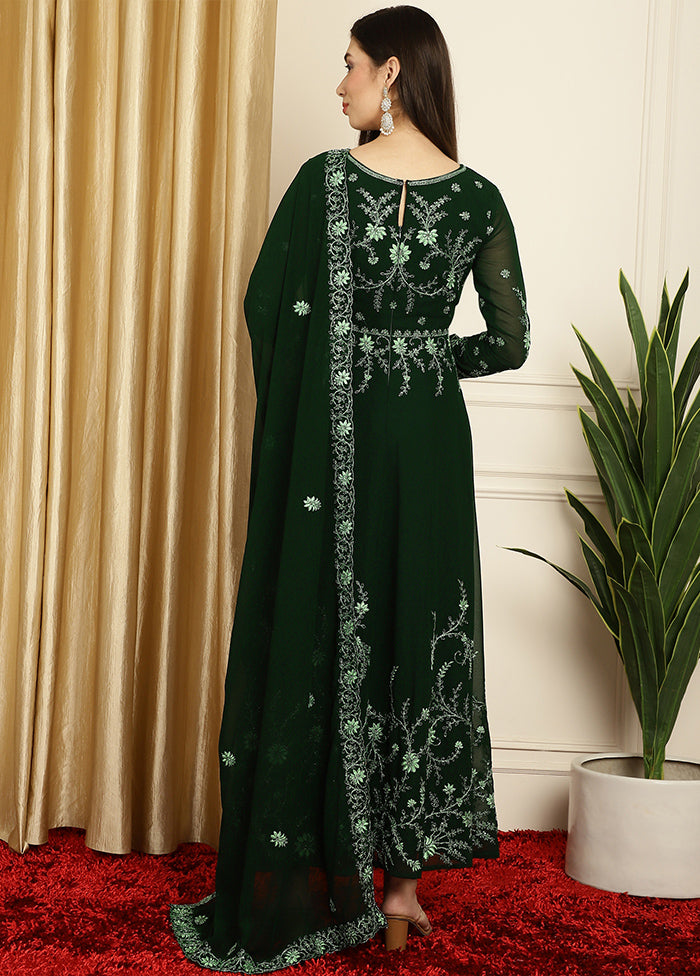 Green Semi Stitched Georgette Indian Dress