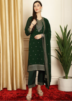 3 Pc Green Unstitched Georgette Suit Set