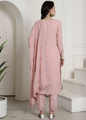 3 Pc Pink Unstitched Santoon Suit Set