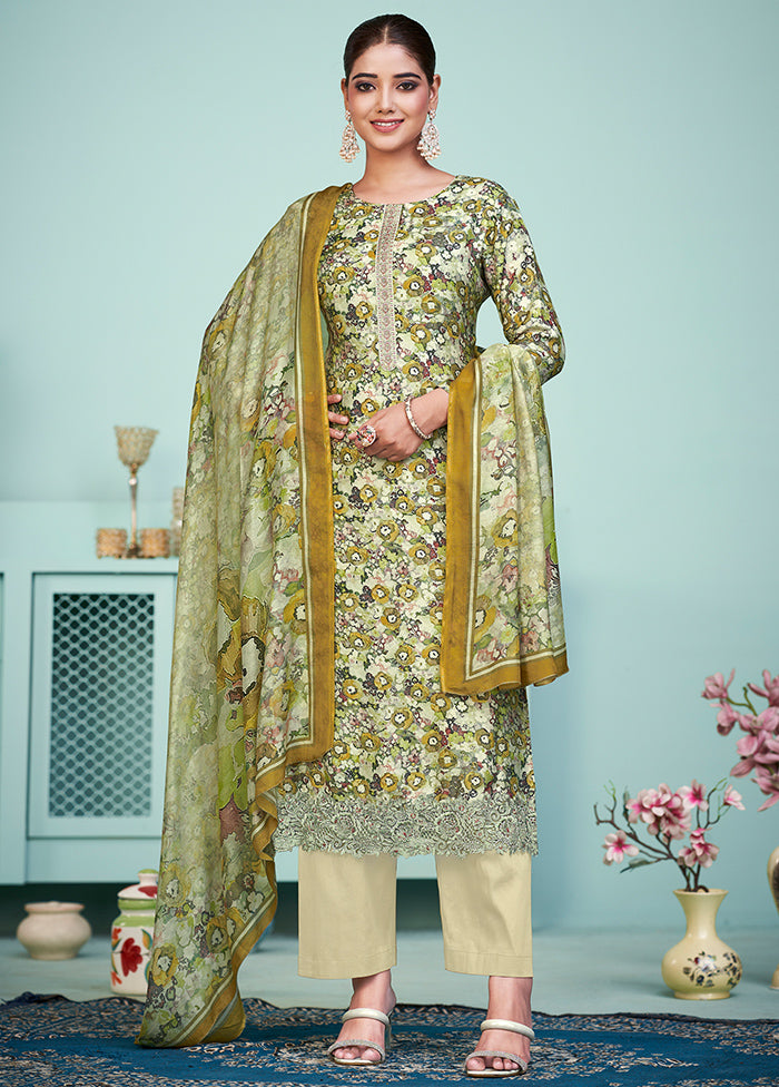 3 Pc Multicolor Unstitched Muslin Suit Set