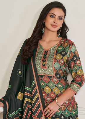 3 Pc Multicolor Unstitched Pashmina Suit Set - Indian Silk House Agencies