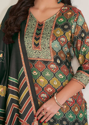 3 Pc Multicolor Unstitched Pashmina Suit Set