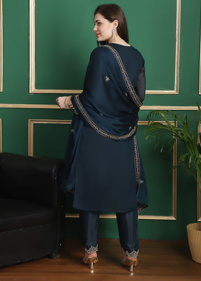 3 Pc Blue Unstitched Santoon Suit Set