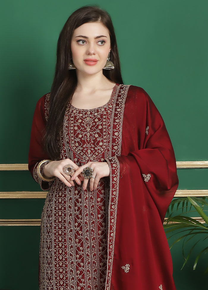 3 Pc Red Unstitched Santoon Suit Set