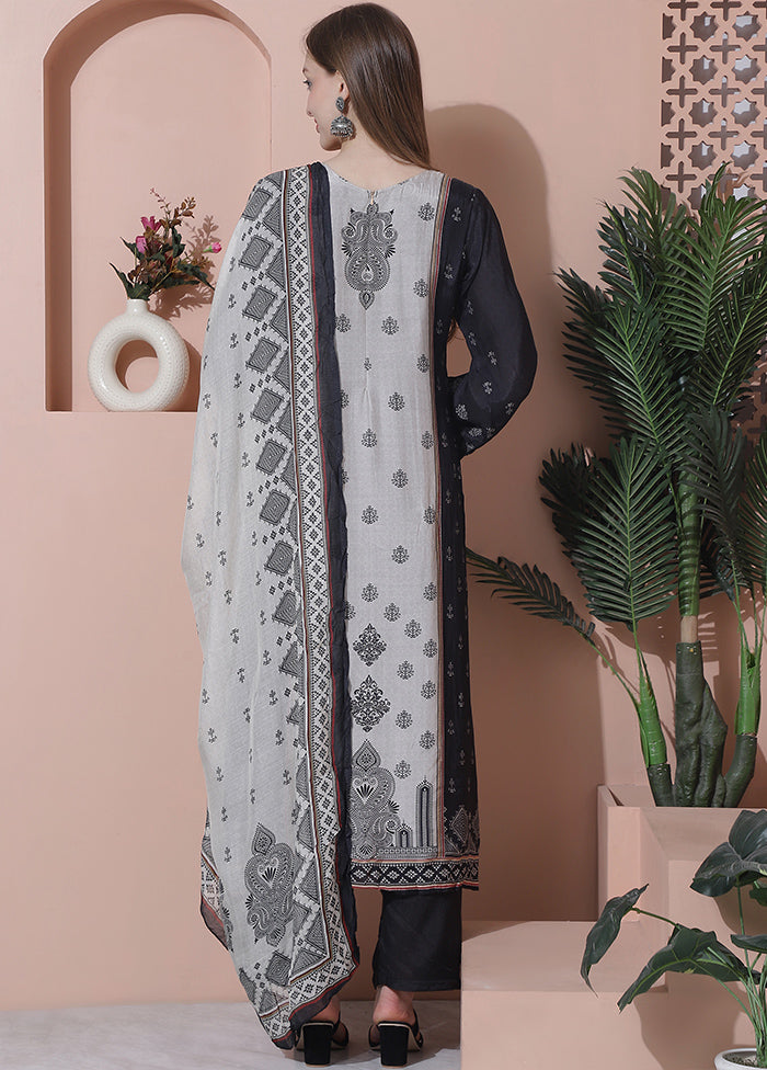 3 Pc Multicolor Semi Stitched Silk Suit Set - Indian Silk House Agencies