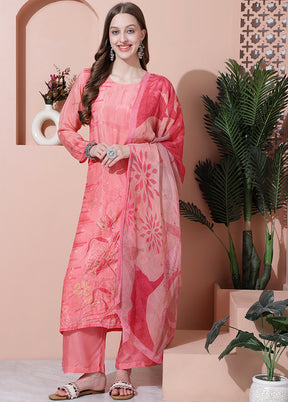 3 Pc Pink Unstitched Rayon Suit Set