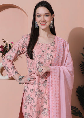 3 Pc Pink Unstitched Cotton Suit Set - Indian Silk House Agencies