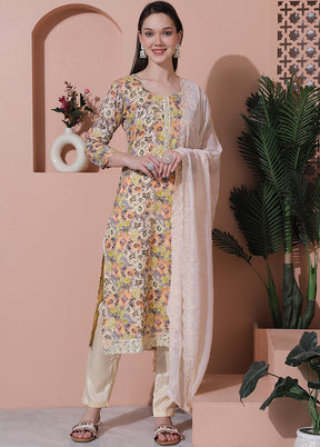 3 Pc Multicolor Unstitched Cotton Suit Set