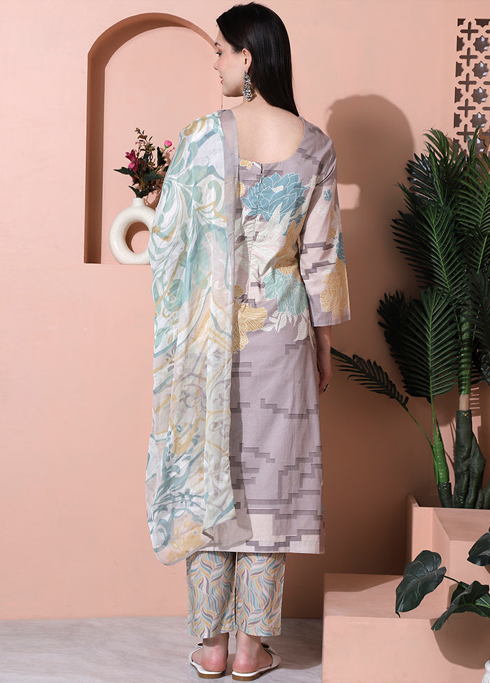 3 Pc Multicolor Unstitched Cotton Suit Set