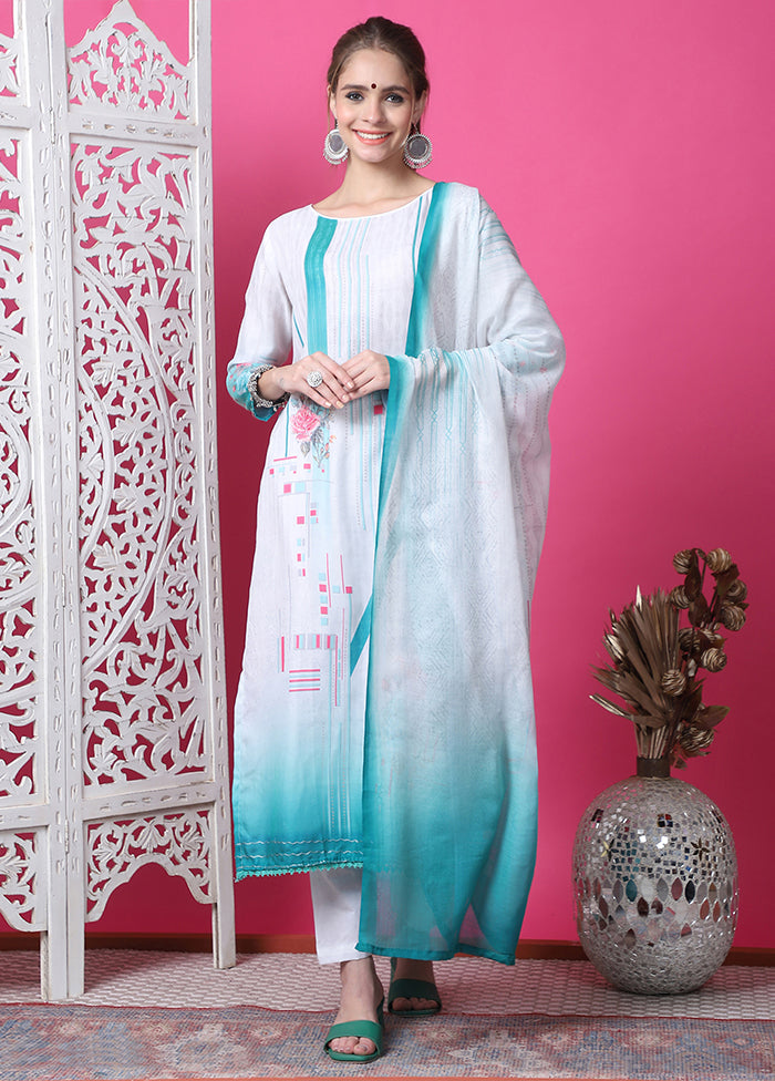 3 Pc Multicolor Unstitched Cotton Suit Set