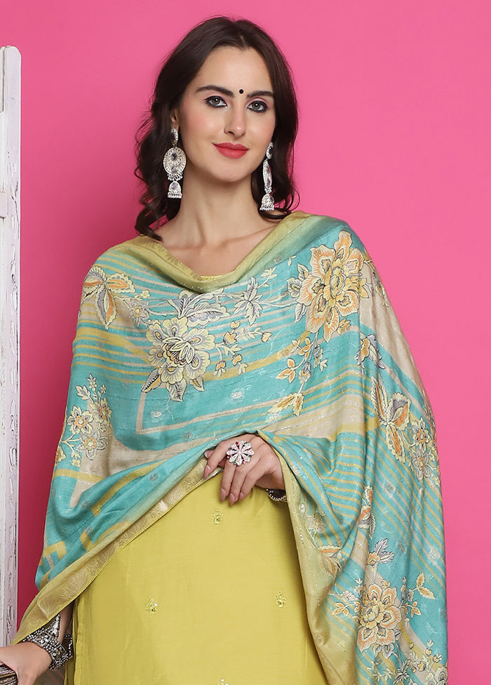 3 Pc Yellow Semi Stitched Silk Suit Set