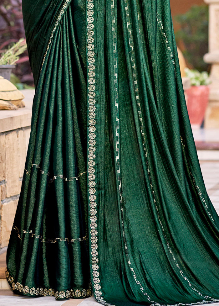 Green Chiffon Silk Saree With Blouse Piece