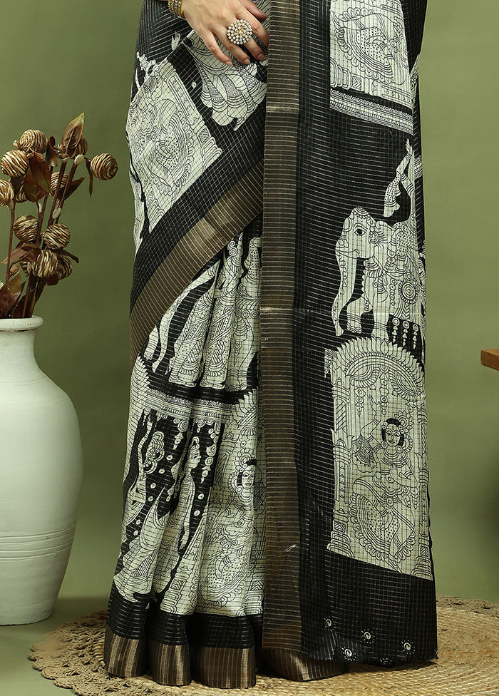 Black Dupion Silk Saree With Blouse Piece