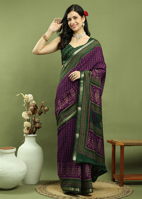 Purple Dupion Silk Saree With Blouse Piece