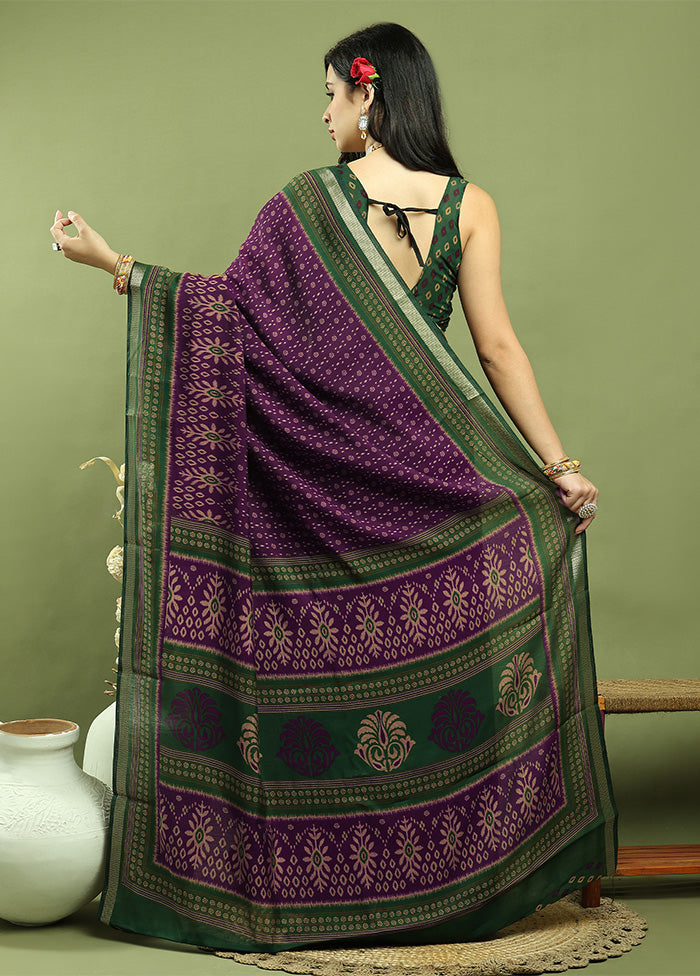 Purple Dupion Silk Saree With Blouse Piece