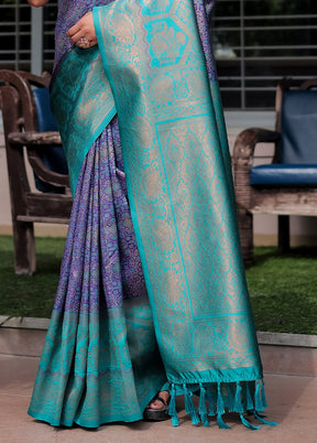 Purple Banarasi Silk Saree With Blouse Piece