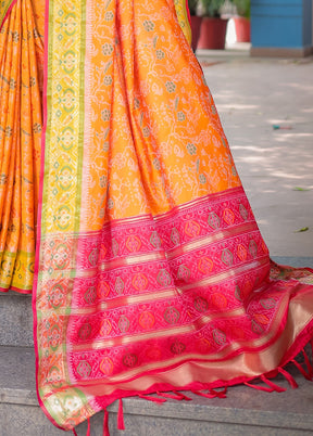 Yellow Spun Silk Saree With Blouse Piece