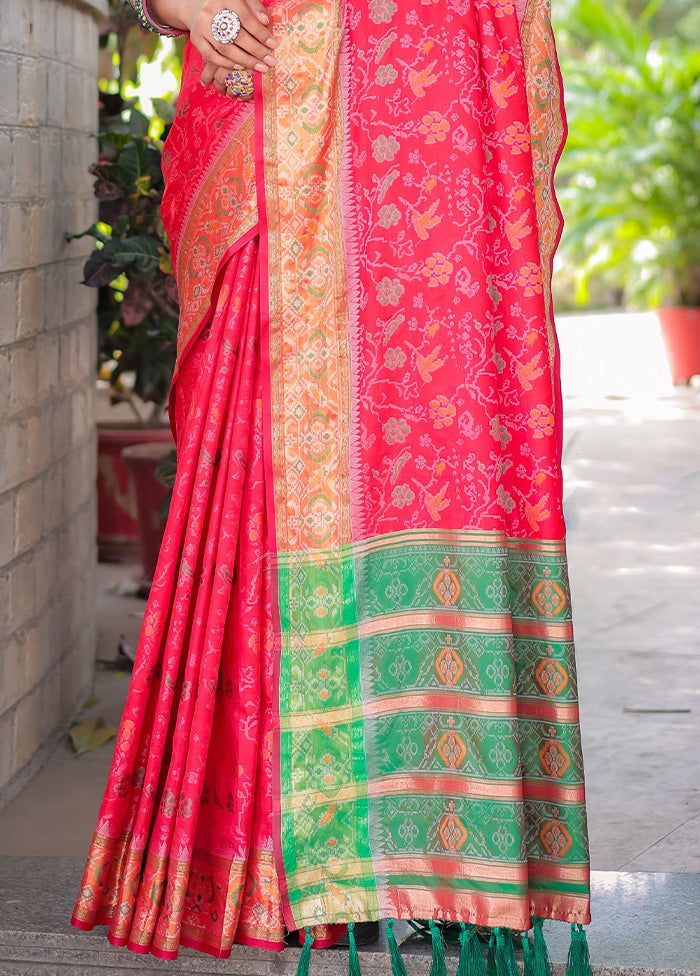 Red Spun Silk Saree With Blouse Piece