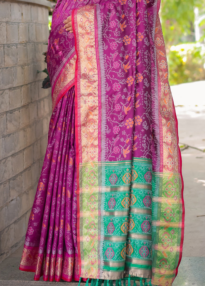 Purple Spun Silk Saree With Blouse Piece